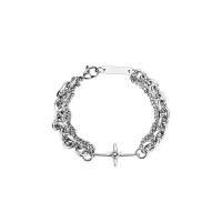 Bracelets En alliage de zinc, croix, Placage de couleur argentée, bijoux de mode & unisexe Environ 17 cm, Vendu par PC[