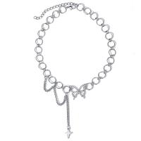 Zinc Alloy Necklace, with 7cm extender chain, Butterfly, silver color plated, fashion jewelry & for woman, 63mm .5 cm 
