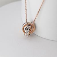 Titanium Steel Jewelry Necklace, with 5CM extender chain, Round, gold color plated, fashion jewelry & micro pave cubic zirconia & for woman, 12mm Approx 39 cm 