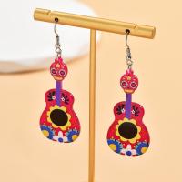 Acrylic Drop Earring, Zinc Alloy, with Acrylic, Guitar, silver color plated, fashion jewelry & for woman, mixed colors 