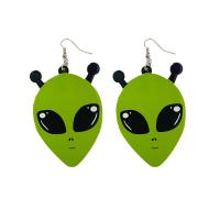 Acrylic Drop Earring, Zinc Alloy, with Acrylic, Alien, silver color plated, fashion jewelry & for woman, green [