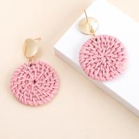 Rattan Earring, with Wood, fashion jewelry & for woman 