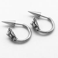 Titanium Steel Stud Earring, Dragon, polished, Unisex, original color [