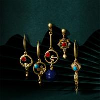 Brass Earring Drop Component, with Resin, matte gold color plated, DIY 11.5-47.5mm 