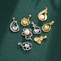Brass Pendant Open Back Setting, plated, DIY & with rhinestone, 13.9-26.6mm 