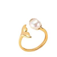 Cultured Freshwater Pearl Finger Ring, Brass, with Freshwater Pearl, plated, Adjustable & fashion jewelry & for woman 7-8mm 