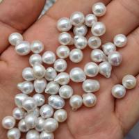 No Hole Cultured Freshwater Pearl Beads, Slightly Round, Natural & DIY white [