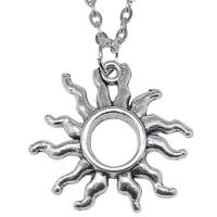 Zinc Alloy Necklace, with 5cm extender chain, Sun, antique silver color plated, vintage & fashion jewelry & Unisex & hollow Approx 43 cm 