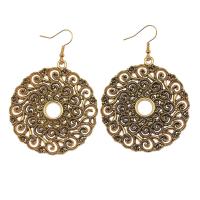 Zinc Alloy Drop Earring, Flat Round, plated, vintage & fashion jewelry & for woman & hollow 