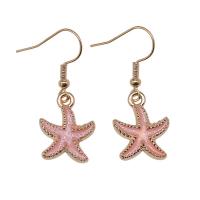 Enamel Zinc Alloy Drop Earring, Starfish, KC gold color plated, vintage & fashion jewelry & for woman 