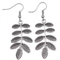 Zinc Alloy Drop Earring, Leaf, antique silver color plated, vintage & fashion jewelry & for woman  