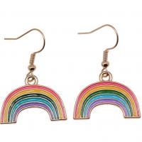 Enamel Zinc Alloy Drop Earring, Rainbow, KC gold color plated, vintage & fashion jewelry & for woman, rainbow colors  
