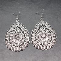 Zinc Alloy Drop Earring, Teardrop, antique silver color plated, vintage & fashion jewelry & for woman & hollow  