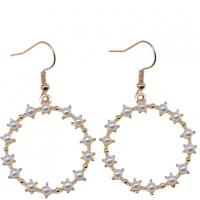 Zinc Alloy Drop Earring, with Plastic Pearl, Donut, KC gold color plated, vintage & fashion jewelry & for woman & hollow, white  