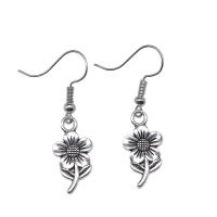 Zinc Alloy Drop Earring, Flower, antique silver color plated, vintage & fashion jewelry & for woman  