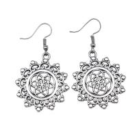 Zinc Alloy Drop Earring, Flower, antique silver color plated, vintage & fashion jewelry & for woman & hollow  