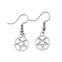 Zinc Alloy Drop Earring, pentagram, antique silver color plated, vintage & fashion jewelry & for woman & hollow  