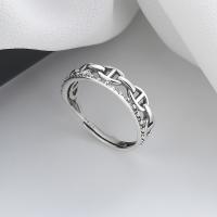Sterling Silver Finger Ring, 925 Sterling Silver, Antique finish, fashion jewelry & for woman & hollow, 6mm 