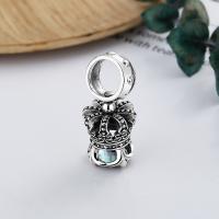 Cubic Zirconia Micro Pave Sterling Silver Pendant, 925 Sterling Silver, Crown, Antique finish, DIY & micro pave cubic zirconia 