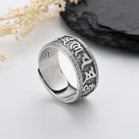 Sterling Silver Finger Ring, 925 Sterling Silver, Antique finish, fashion jewelry & for woman, 9.5mm 