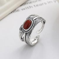 Sterling Silver Finger Ring, 925 Sterling Silver, with Yunnan Red Agate, Antique finish, fashion jewelry & Unisex, 9mm 