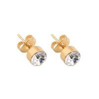Stainless Steel Stud Earring, 304 Stainless Steel, Vacuum Ion Plating, fashion jewelry & for woman & with rhinestone, golden [