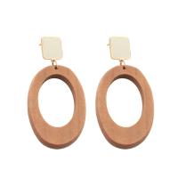 Stainless Steel Drop Earring, 304 Stainless Steel, with Wood, fashion jewelry & for woman 