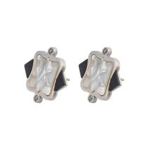 Stainless Steel Stud Earring, 304 Stainless Steel, with Shell, fashion jewelry & for woman 