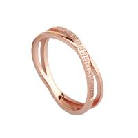 Titanium Steel Finger Ring, 18K rose gold plated & for woman & with rhinestone, rose gold color [