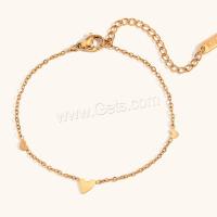 Stainless Steel Chain Bracelets, 316L Stainless Steel, with 5cm extender chain, Heart, Vacuum Ion Plating, fashion jewelry & for woman, golden, 5.2mm,1.5mm,3.7mm cm [