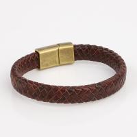 PU Leather Cord Bracelets, with Zinc Alloy, gold color plated, vintage & for man cm [