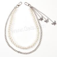 Decorative Chain Belt, Zinc Alloy, with Plastic Pearl, Butterfly, silver color plated, Double Layer & punk style & for woman, 6cm,9cm,12cm cm, 52 cm [