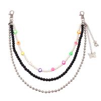 Decorative Chain Belt, Zinc Alloy, with Polymer Clay & Plastic Pearl, platinum color plated, three layers & for woman cm, 45 cm, 52 cm [