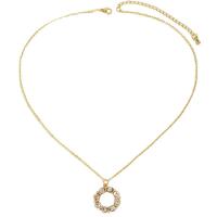collier de Stras en alliage Zinc, alliage de zinc, avec 8CM chaînes de rallonge, fleur, Placage de couleur d'or, bijoux de mode & pour femme & avec strass Environ 40 cm, Vendu par PC
