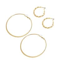 Zinc Alloy Hoop Earring, Round, gold color plated, fashion jewelry & for woman 