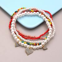 Fashion Jewelry Anklet, Zinc Alloy, with Seedbead & ABS Plastic Pearl, plated 