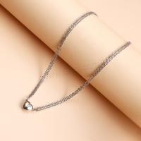 Zinc Alloy Necklace, Heart, plated, fashion jewelry & for woman, platinum color Approx 42 cm [