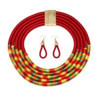 Jewelry Gift Sets, Cotton Thread, collar & earring, 2 pieces & fashion jewelry & for woman Approx 47 cm 