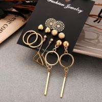 Plastic Pearl Zinc Alloy Earring, with Plastic Pearl, 5 pieces & fashion jewelry & with rhinestone 