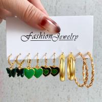 Acryl Tropfen Ohrring, Zinklegierung, mit Kunststoff Perlen & Acryl, 5 Stück & Modeschmuck & verschiedene Stile für Wahl, verkauft von setzen