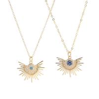Evil Eye Jewelry Necklace, Brass, with 5CM extender chain, plated & micro pave cubic zirconia & for woman, gold cm 