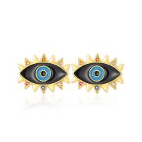 Evil Eye Earrings, Brass, real gold plated, micro pave cubic zirconia & for woman & enamel [