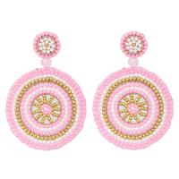 Glass Seed Beads Earring, Seedbead, with Zinc Alloy, fashion jewelry & for woman, pink 