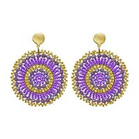 Glass Seed Beads Earring, 304 Stainless Steel, with Glass Beads, handmade, fashion jewelry & folk style & for woman, purple 