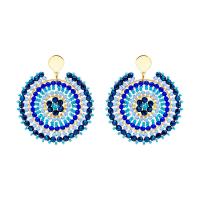 Glass Seed Beads Earring, 304 Stainless Steel, with Glass Beads, handmade, fashion jewelry & folk style & for woman, blue 
