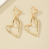 Zinc Alloy Drop Earring, Heart, gold color plated, fashion jewelry & for woman & hollow 