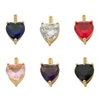 Cubic Zirconia Brass Pendants, Heart, gold color plated, fashion jewelry & DIY & micro pave cubic zirconia & for woman & with cubic zirconia Approx 2mm 