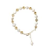 Plastic Pearl Bracelets, with Zinc Alloy, with 5cm extender chain, handmade, fashion jewelry & for woman, two different colored cm 