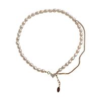 Пластиковый жемчужное ожерелье, Пластиковая жемчужина, с цинковый сплав, Связанный вручную, ювелирные изделия моды & Женский, два разных цвета, длина:43-45 см, продается Strand