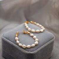 Boucles d'oreilles d'eau douce de Perle , perle d'eau douce cultivée, Plaqué d'or 18K, bijoux de mode & pour femme, deux couleurs différentes, 2.5-3CM, Vendu par paire